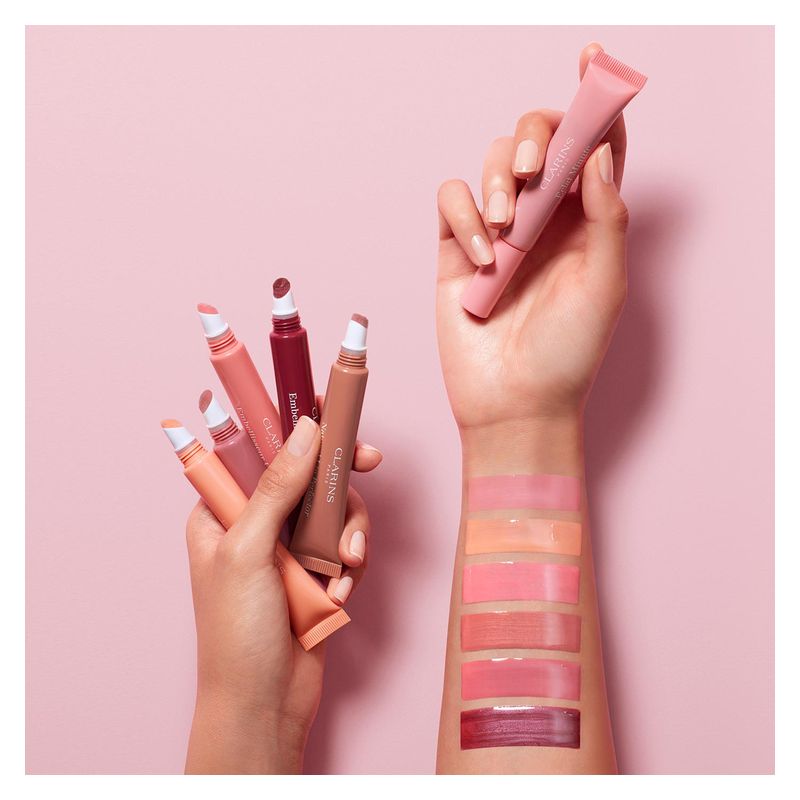 Clarins Eclat Minute Embellisseur Lèvres, Balsamo Labbra Donna, 12 ml, Colore 02 Apricot Shimmer, Lip Perfector Idratante con Effetto Volumizzante