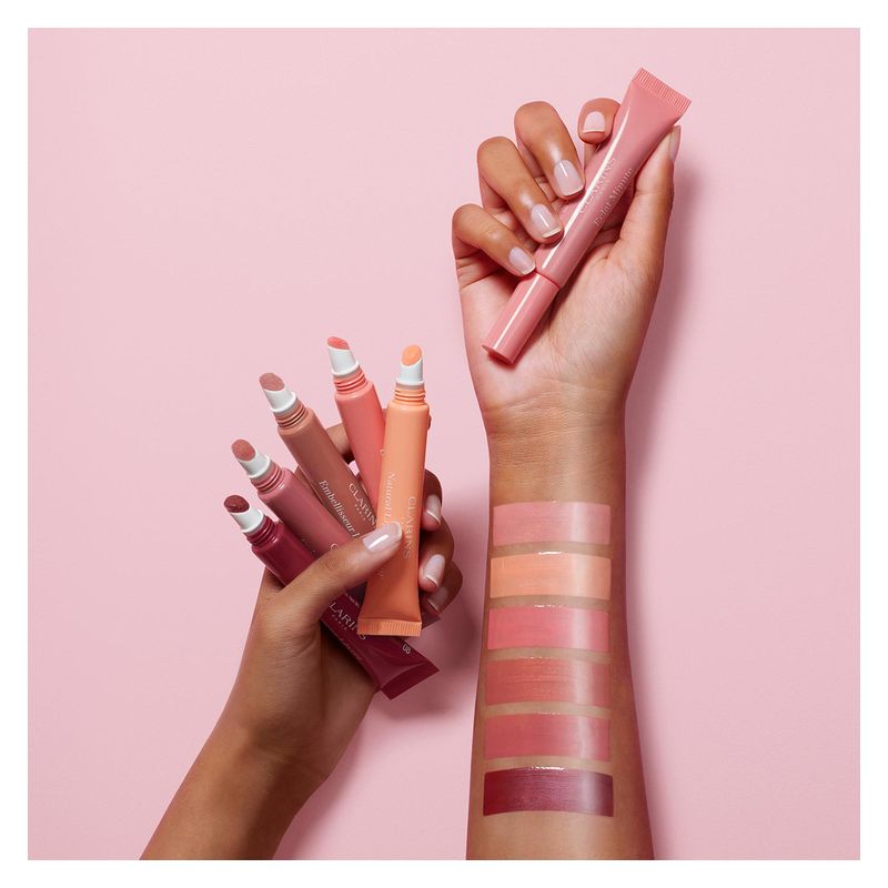 Clarins Eclat Minute Embellisseur Lèvres, Balsamo Labbra Donna, 12 ml, Colore 02 Apricot Shimmer, Lip Perfector Idratante con Effetto Volumizzante