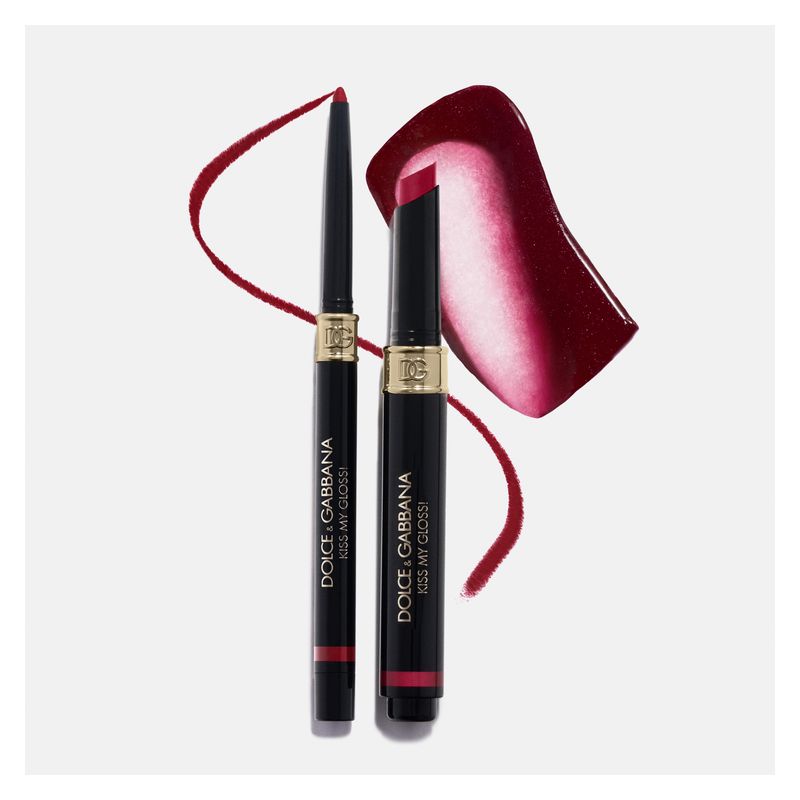 Dolce & Gabbana Kiss My Gloss!, Duo Gloss Stick e Matita Labbra Donna, 04 Gossip, Lunga Tenuta 12H, Effetto Volumizzante e Finish Brillante 4D