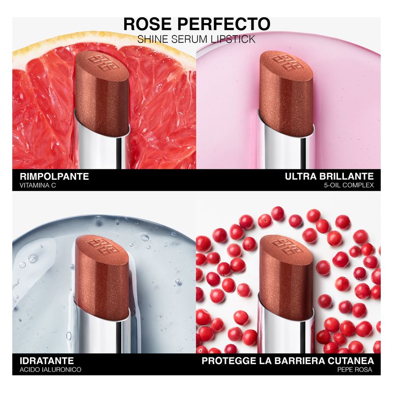 Givenchy Rose Perfecto Shine Serum, Rossetto Idratante Rimpolpante, Colore 119 Fresh Nude, 3.2 g, Finish Ultra Brillante con Vitamina C e Acido Ialuronico