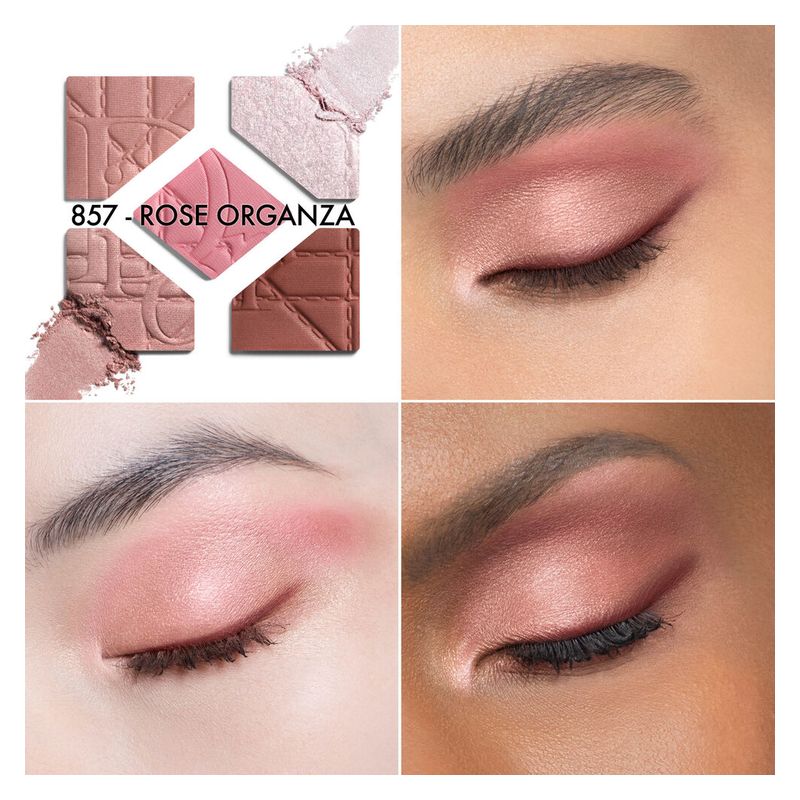 DIOR Diorshow 5 Couleurs, Palette Ombretti Lunga Tenuta, Edizione Limitata Cannage, Colore 857 Rose Organza, 7 g, Make-up occhi professionale