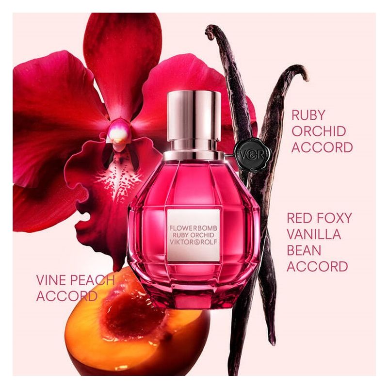 Viktor & Rolf Flowerbomb Ruby Orchid, Eau de Parfum Donna, 30 ml Spray, Profumo Floreale Fruttato Gourmand, Fragranza femminile sensuale e audace