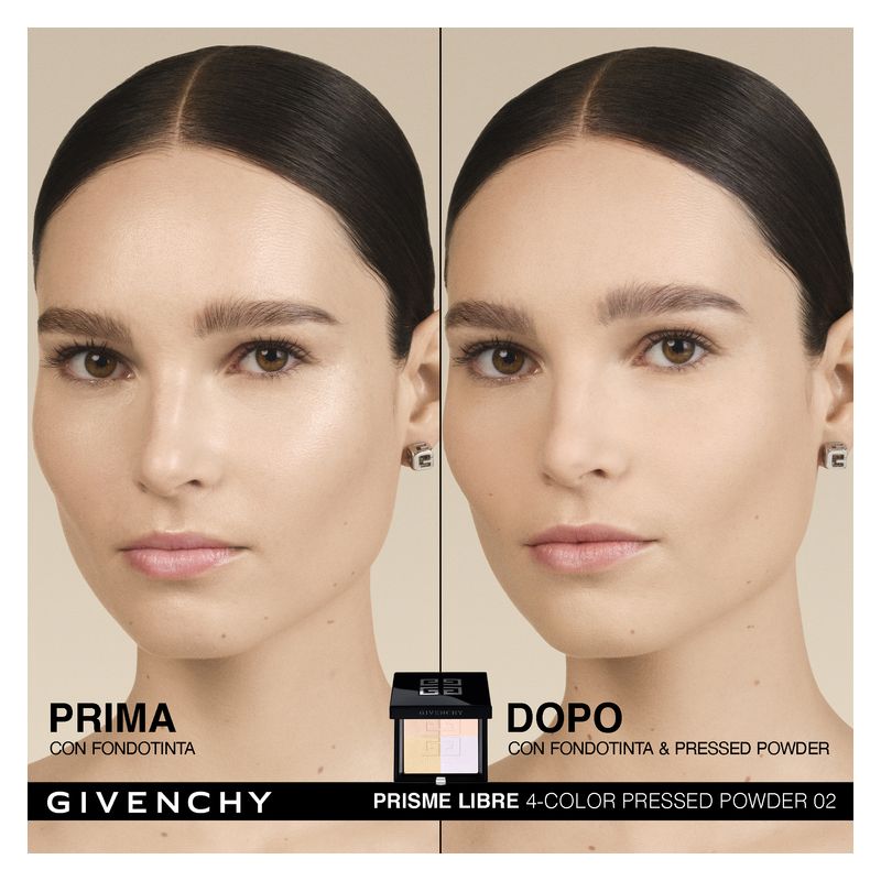 Givenchy Prisme Libre Pressed Powder, Cipria Compatta Fissante Mat, Donna, 9.5 g, Colore 02 Satin Blanc, Uniformante e Idratante a Lunga Tenuta