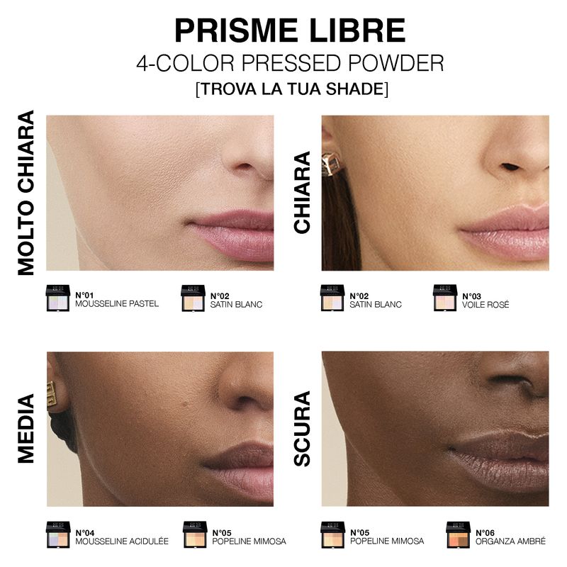 Givenchy Prisme Libre Pressed Powder, Cipria Compatta Fissante Mat, Donna, 9.5 g, Colore 02 Satin Blanc, Uniformante e Idratante a Lunga Tenuta