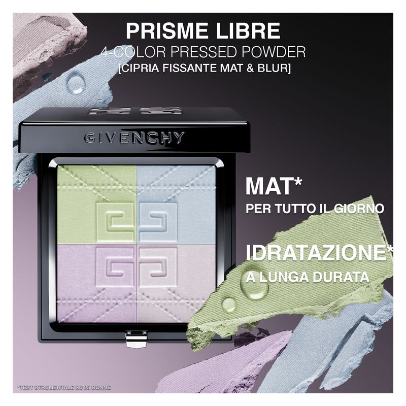 Givenchy Prisme Libre Pressed Powder, Cipria Compatta Fissante Mat, Donna, 9.5 g, Colore 02 Satin Blanc, Uniformante e Idratante a Lunga Tenuta