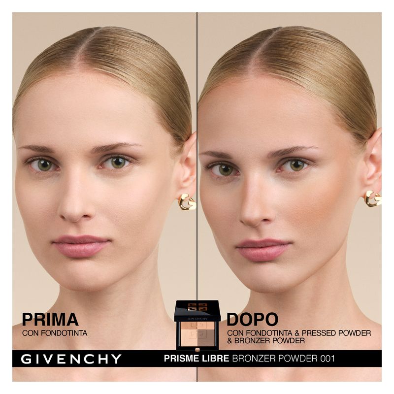 Givenchy Prisme Libre Bronzing Powder, Terra Abbronzante Contouring Donna, 7 g, 4 Colori 001 Mousseline Bronzée, Finish Mat Luminoso e Naturale Givenchy Prisme Libre Bronzing Powder, Terra Abbronzante Contouring Donna, 7 g, 4 Colori 001 Mousseline Bronzée, Finish Mat Luminoso e Naturale