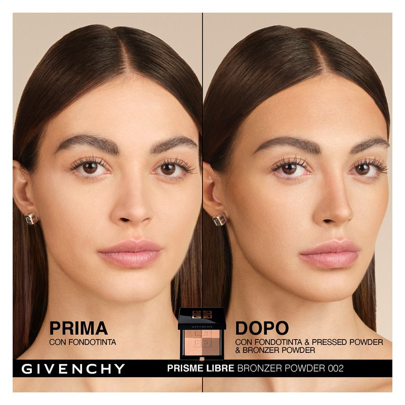 Givenchy Prisme Libre Bronzing Powder, Terra Abbronzante e Contouring, 4 Colori, 002 Popeline Bronzée, 7 g, Effetto Seconda Pelle e Finish Mat Naturale