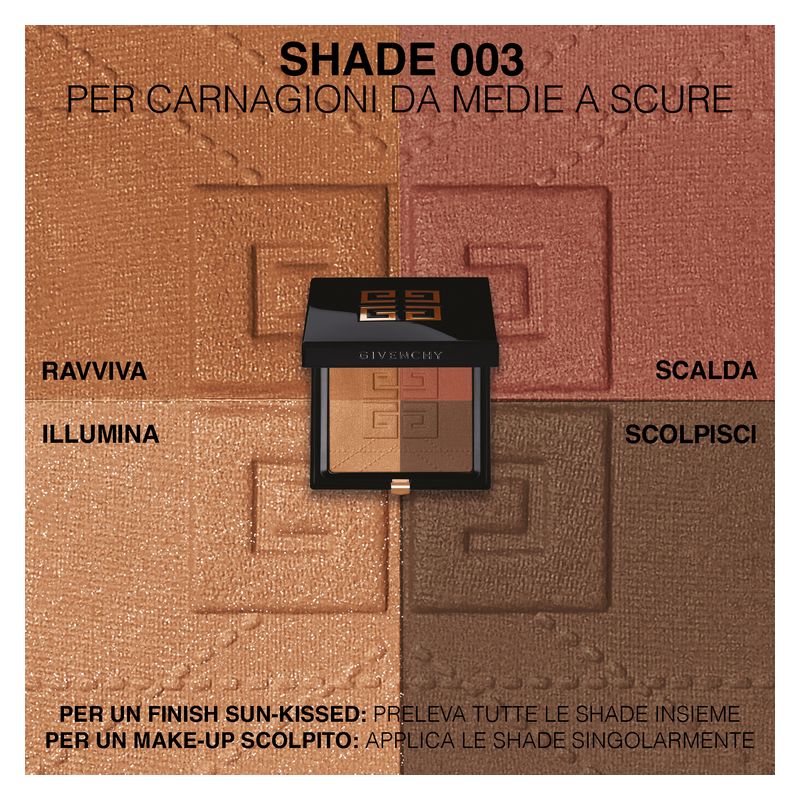 Givenchy Prisme Libre Bronzing Powder, Terra Abbronzante 4 Colori, 7 g, 003 Organza Bronzé, Polvere Viso per Contouring, Effetto Sunkissed Naturale