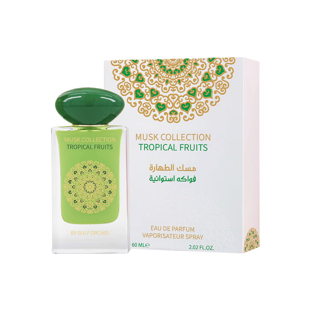 Gulf Orchid Musk Collection Tropical Fruit, Eau de Parfum Unisex, 60 ml Spray, Fragranza Floreale Fruttata con Note Tropicali e Muschio, Profumo