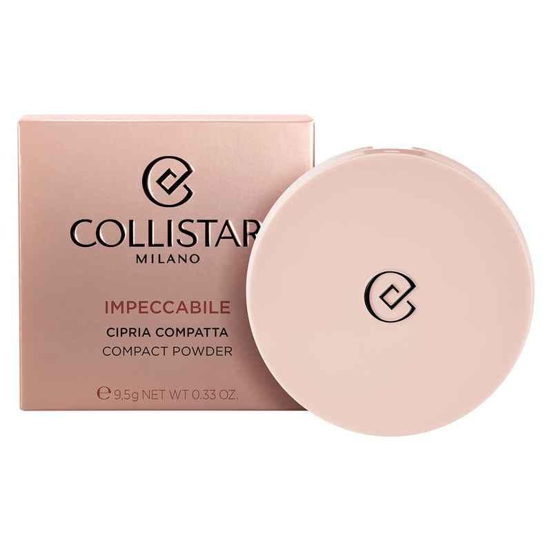 Collistar Cipria Compatta Impeccabile, Cipria Opacizzante Lunga Tenuta, 9.5 g, 40R Warm Rose, Finish Matte, Make-Up Viso Donna, Ricaricabile