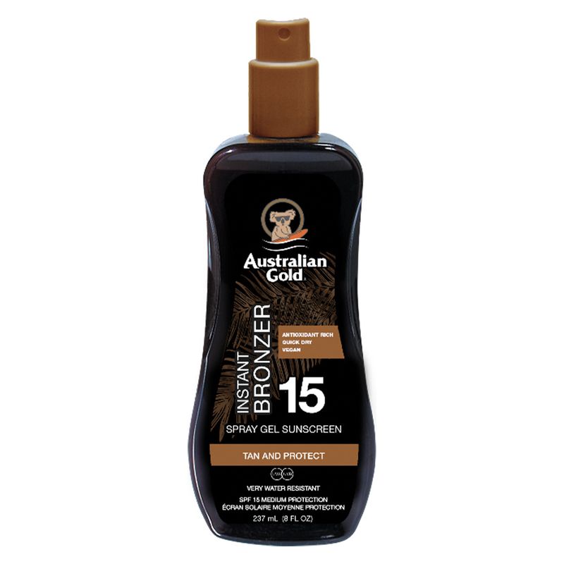Australian Gold Instant Bronzer Spray Gel Sunscreen Spf15 Protezione Solare Efetto Bronze Gel — Make-Up Viso