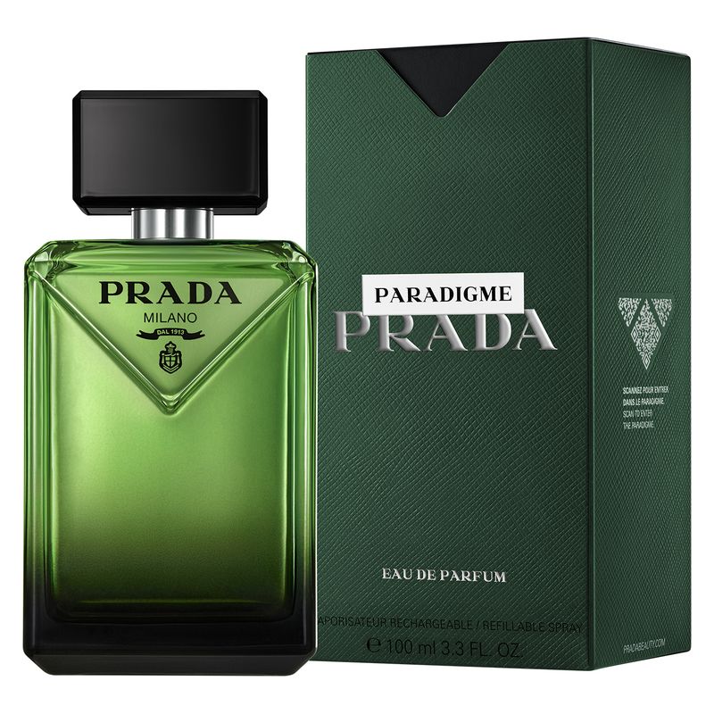 Prada Paradigme, Eau de Parfum Uomo, 100 ml Spray Ricaricabile, Profumo Maschile Ambrato Legnoso, Idea Regalo