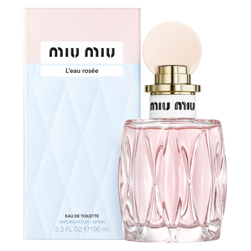 Miu Miu L'Eau Rosée, Eau de Toilette Donna, 100 ml Spray, Profumo Floreale Chypre con Mughetto e Muschio Bianco, Fragranza Fresca e Raffinata