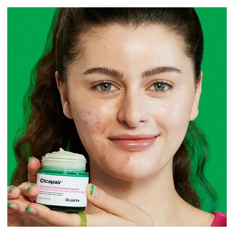 Dr.Jart+ Cicapair Tiger Grass Color Correcting Treatment, Crema Viso Correttiva Anti-Rossore, 50 ml, Trattamento Uniformante con Centella Asiatica
