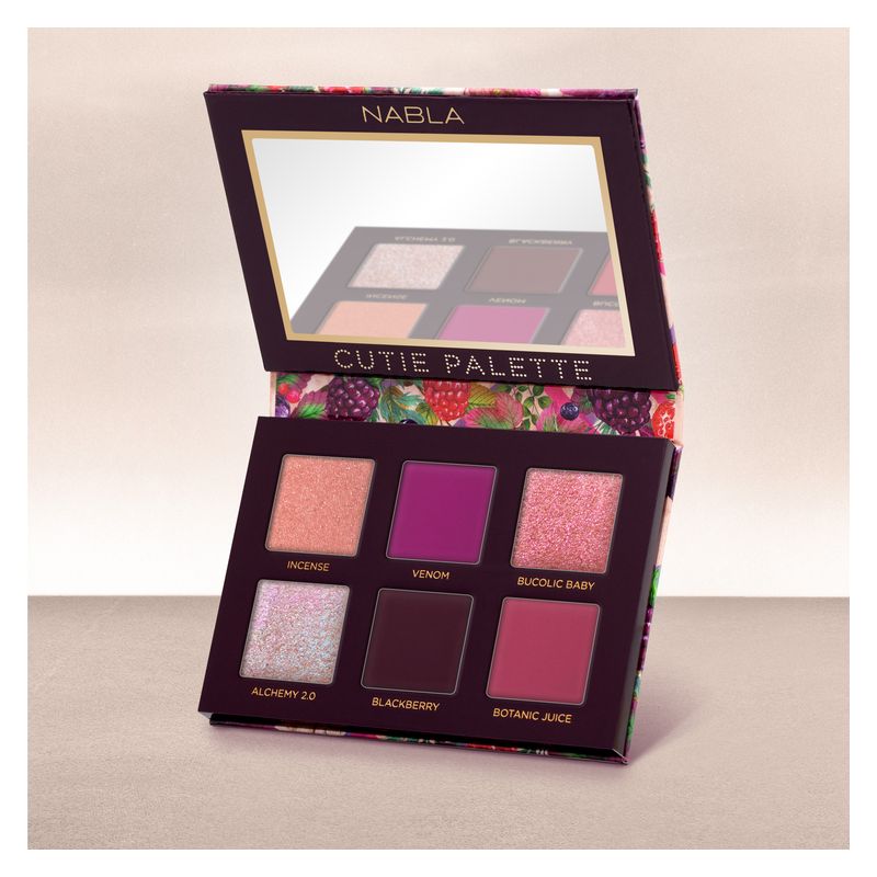 NABLA Cutie Palette Wild Berry, Palette Ombretti 6 Colori, 9 g, Finish Luminosi e Matte, Tonalità Frutti Rossi per un Trucco Occhi Intenso e Vibrante