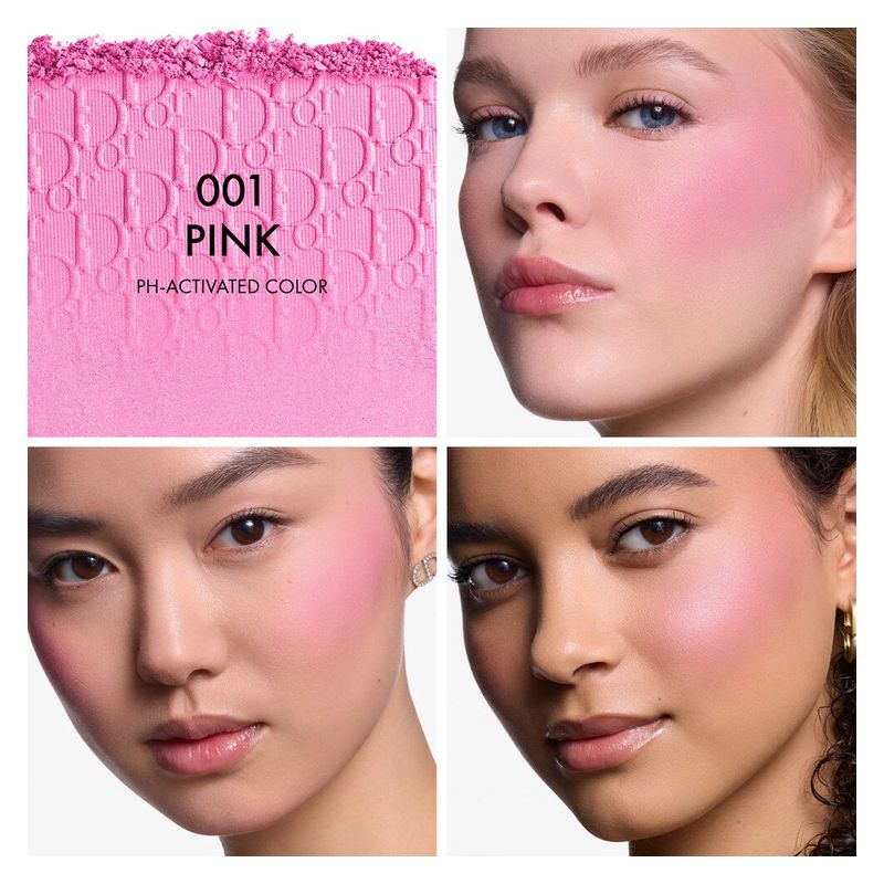 DIOR Backstage Rosy Glow, Blush Colorato Lunga Tenuta, 001 Pink, 4.5 g, Fard Effetto Bonne Mine Naturale, Make-up Viso Donna per un Colorito Sano