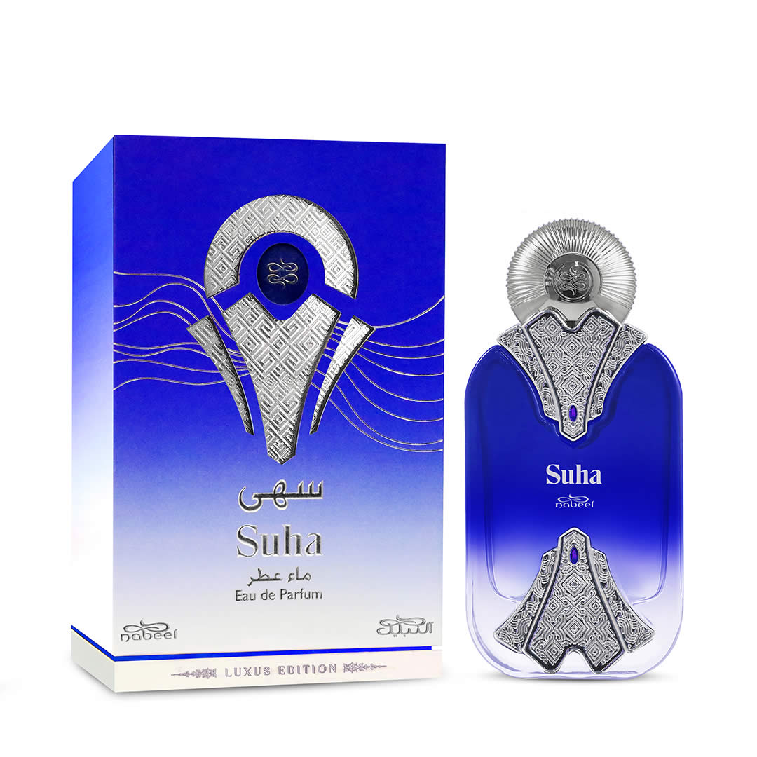 Nabeel Suha, Eau de Parfum Unisex, 100 ml Spray, Profumo legnoso, orientale e cuoiato, con note di Zafferano, Ambra e Legno di Cashmere Nabeel Suha, Eau de Parfum Unisex, 100 ml Spray, Profumo legnoso, orientale e cuoiato, con note di Zafferano, Ambra e Legno di Cashmere