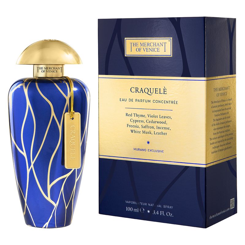 The Merchant Of Venice Craquelè, Eau De Parfum Concentrée Unisex, 100 ml Spray, Collezione Murano Exclusive, Profumo Cuoiato, Legnoso e Speziato