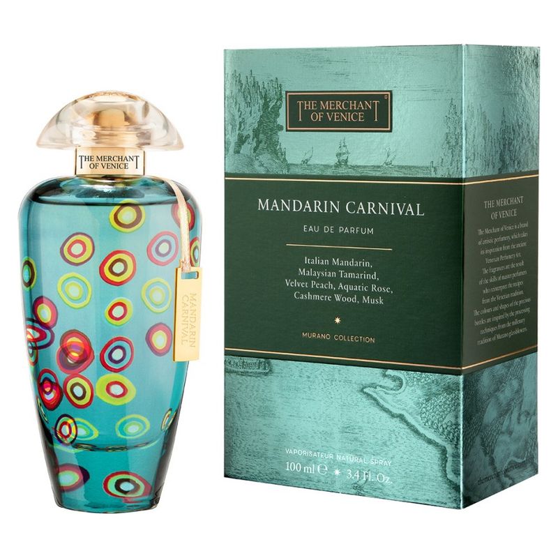 The Merchant Of Venice Murano Collection Mandarin Carnival, Eau de Parfum Unisex, 100 ml Spray, Profumo agrumato e floreale