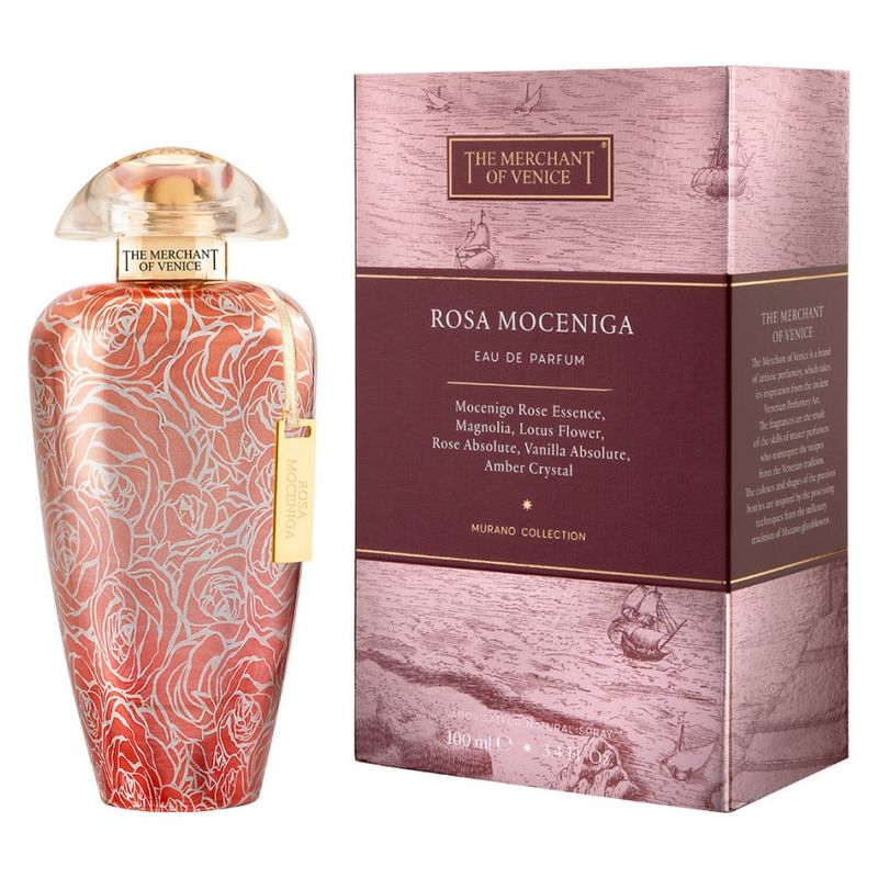 The Merchant Of Venice Rosa Moceniga, Eau de Parfum Donna, 100 ml Spray, Collezione Murano, Profumo Floreale con note di Rosa, Magnolia e Vaniglia The Merchant Of Venice Rosa Moceniga, Eau de Parfum Donna, 100 ml Spray, Collezione Murano, Profumo Floreale con note di Rosa, Magnolia e Vaniglia