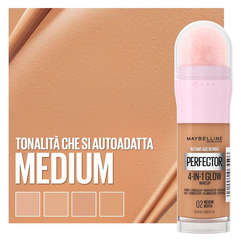 Maybelline - INSTANT AGE REWIND PERFECTOR 4 in 1 Glow - Fondotinta illuminante e base trucco Maybelline - INSTANT AGE REWIND PERFECTOR 4 in 1 Glow - Fondotinta illuminante e base trucco