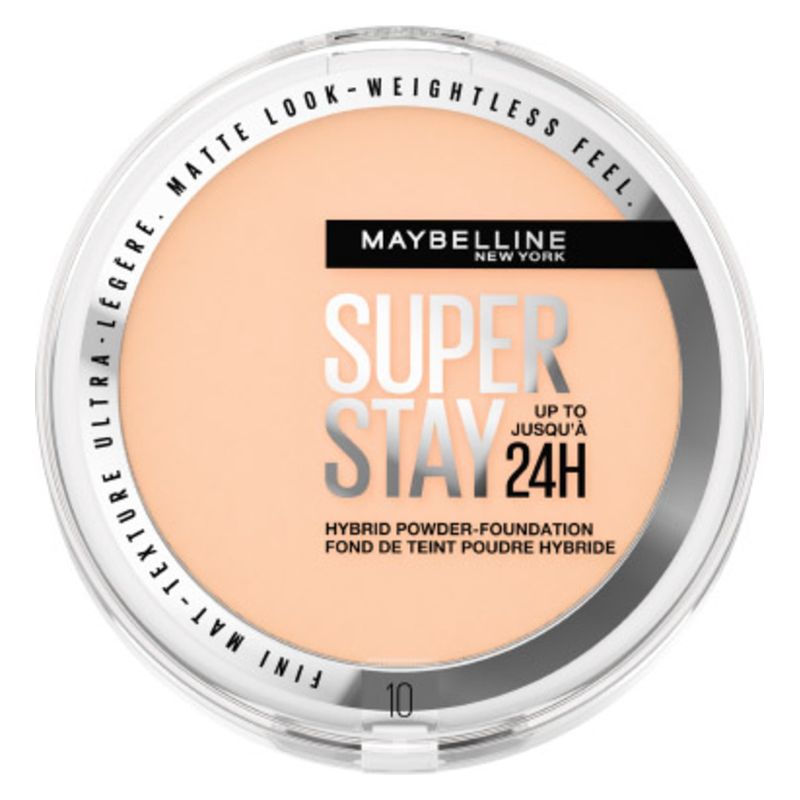 Maybelline Super Stay 24H Hybrid Powder-Foundation, Fondotinta Compatto in Polvere, 9 g, Colore 10, Lunga Tenuta, Finish Opaco, No-Transfer Maybelline Super Stay 24H Hybrid Powder-Foundation, Fondotinta Compatto in Polvere, 9 g, Colore 10, Lunga Tenuta, Finish Opaco, No-Transfer