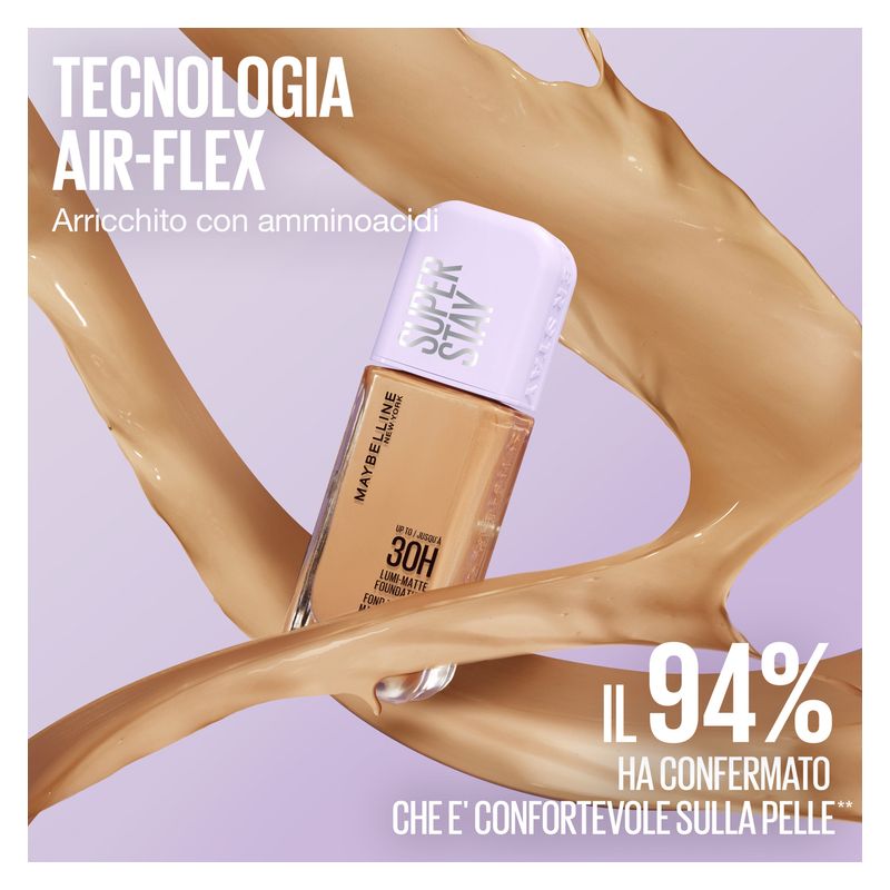 Maybelline Super Stay Lumi Matte, Fondotinta Fluido Luminoso 30H, Colore 332, 35 ml, Lunga Tenuta, Coprenza Medio-Alta, Finish Matte Luminoso