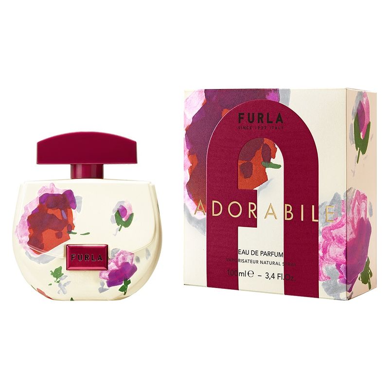 Furla Adorabile, Eau de Parfum Donna, 100 ml Spray, Profumo Floreale Fruttato con note di Pesca, Rosa e Vaniglia, Fragranza elegante e luminosa