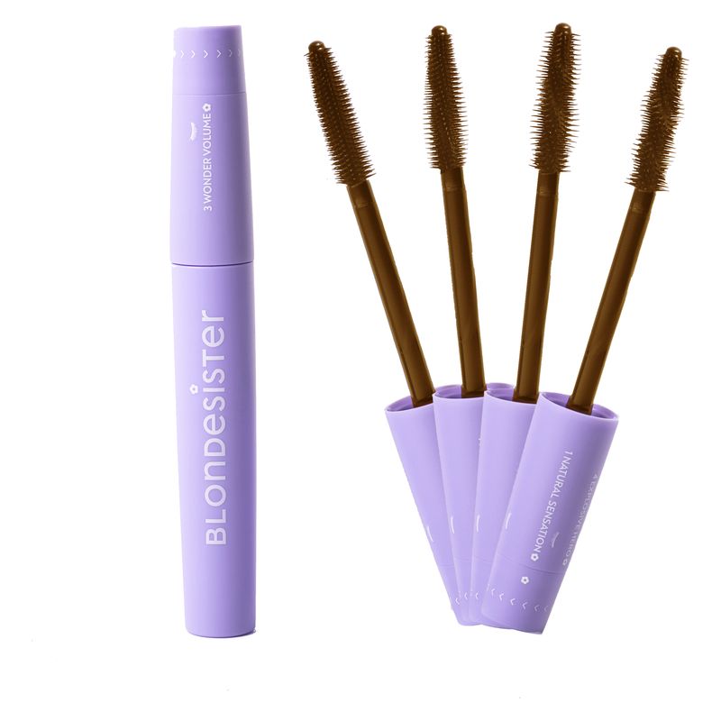 BLONDESISTER 4 In 1 Click & Turn Mascara, 02 Milk Chocolate, 12 ml, Mascara Donna 4 in 1 con scovolino regolabile per lunghezza, volume e curvatura