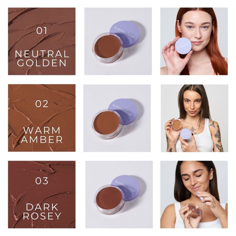 BLONDESISTER Mr Sun Creamy Bronzer, Terra Viso in Crema, 03 Dark Rosey, 15 g, Finish Radioso per un Colorito Caldo e Naturale, Make-up Viso Donna