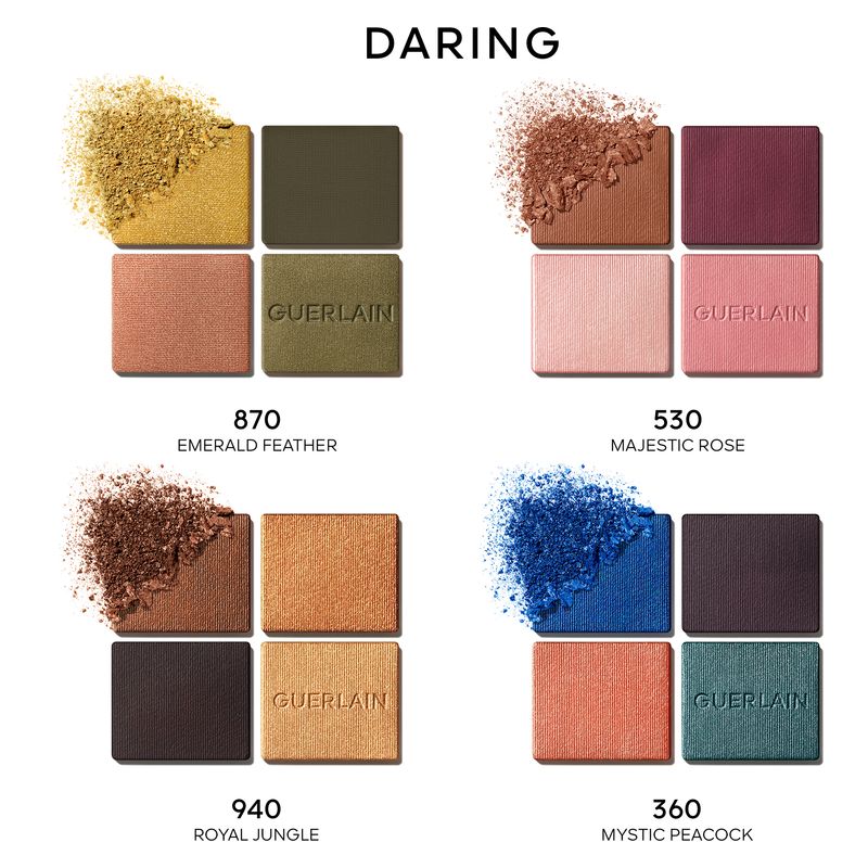 Guerlain Ombres G, Palette Ombretti 4 Colori, 131 Birdy Beige, 6g, Make-Up Donna Lunga Tenuta, Finish Multiplo Satinato, Matte, Metallico e Perlato