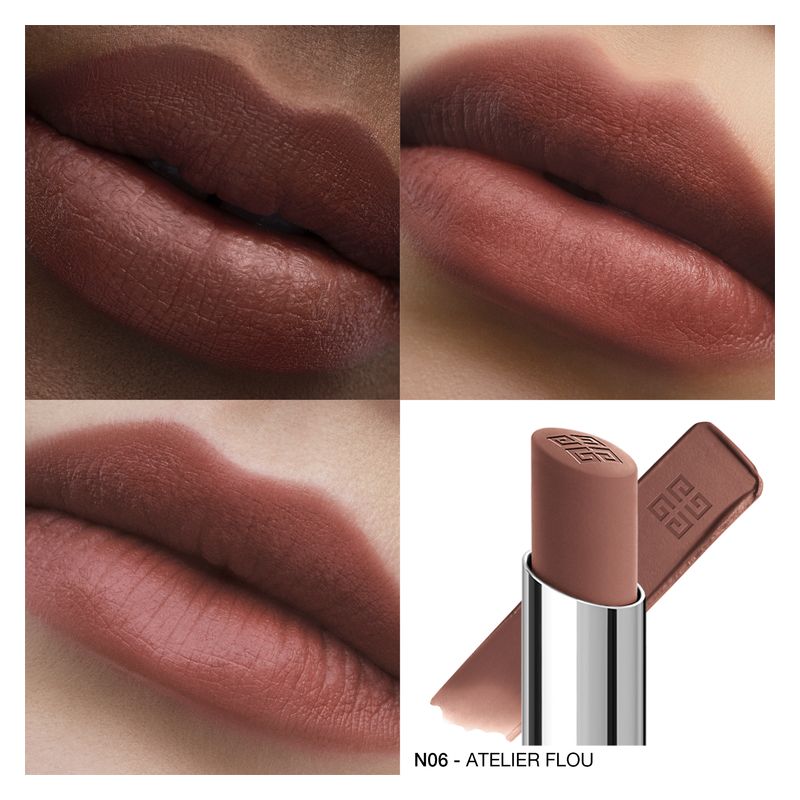 Givenchy Le Rouge Velvet Matte, Rossetto Opaco Volumizzante Donna, 2.3 g, N06 Atelier Flou, Lunga Tenuta, Idratante con Acido Ialuronico e Karité