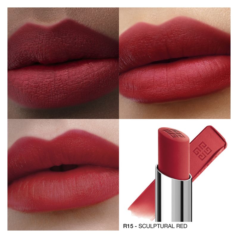 Givenchy Le Rouge Velvet Matte, Rossetto Volumizzante Donna, 2.3 g, R15 Sculptural Red, Finish Matte Idratante a Lunga Tenuta, Make-up Labbra