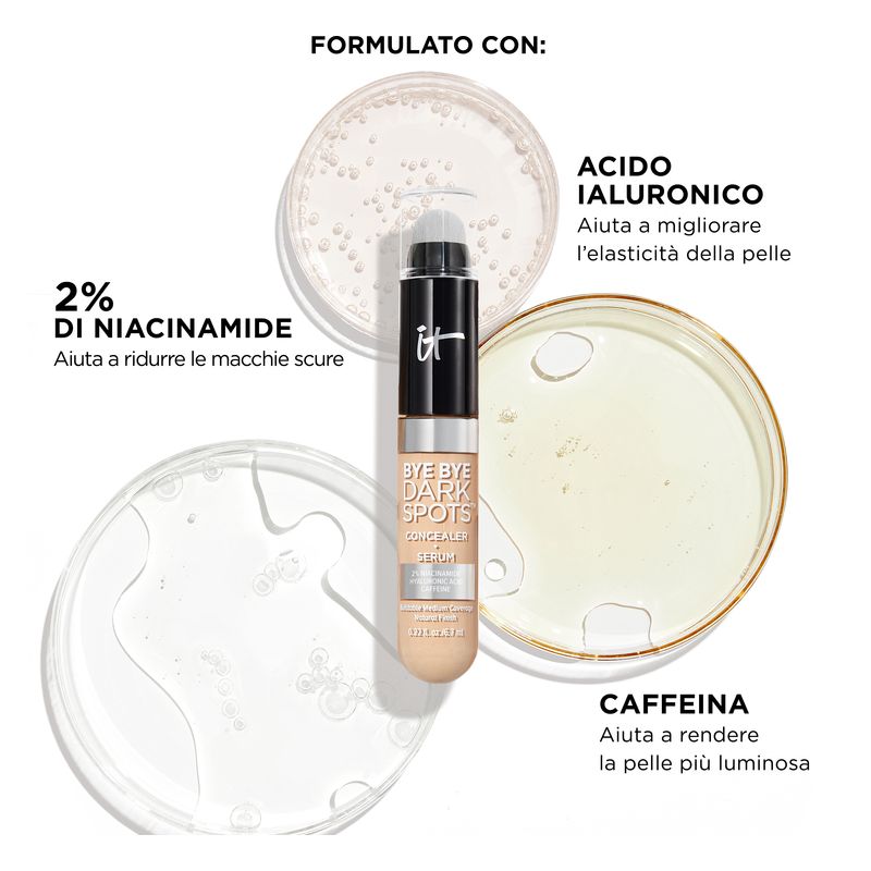 IT Cosmetics Bye Bye Dark Spots Concealer + Serum, Correttore Siero Anti-Macchie, 30 Medium Cool, 6,7 ml, Coprenza Media e Finish Naturale IT Cosmetics Bye Bye Dark Spots Concealer + Serum, Correttore Siero Anti-Macchie, 30 Medium Cool, 6,7 ml, Coprenza Media e Finish Naturale