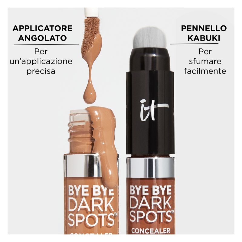 IT Cosmetics Bye Bye Dark Spots Concealer + Serum, Correttore Anti-macchie Illuminante, 44 Tan Warm, 6,7 ml, con Niacinamide e Acido Ialuronico