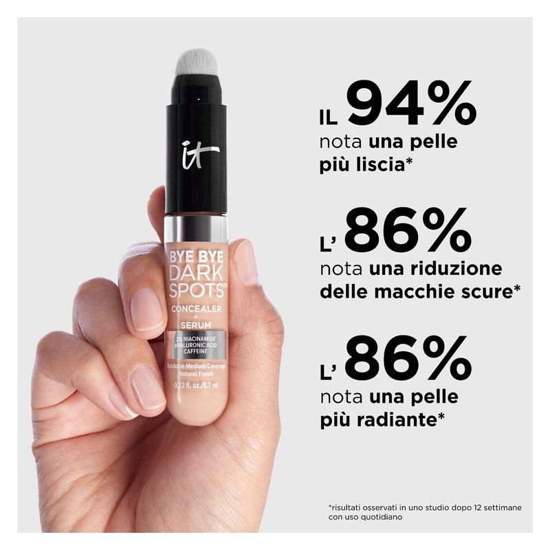 IT Cosmetics Bye Bye Dark Spots Concealer + Serum, Correttore Siero Donna, 6.7 ml, 61 Deep Neutral, Anti-Macchie e Illuminante con Niacinamide