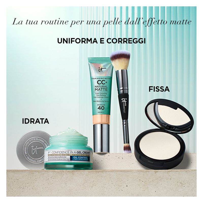 IT Cosmetics CC+ Cream Natural Matte, Fondotinta Fluido Opacizzante SPF 40, Colore Fair, 32 ml, Alta Coprenza per Pelle Grassa e Mista