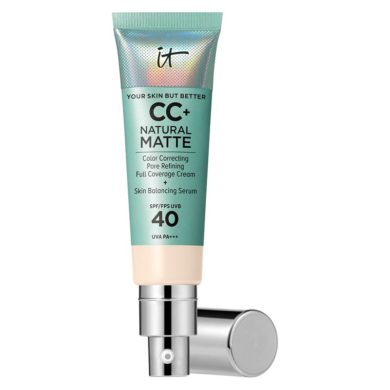 IT Cosmetics CC+ Cream Natural Matte, Fondotinta Fluido Opacizzante, Fair Ivory, 32 ml, Alta Coprenza con SPF 40 per Pelli Grasse e Miste IT Cosmetics CC+ Cream Natural Matte, Fondotinta Fluido Opacizzante, Fair Ivory, 32 ml, Alta Coprenza con SPF 40 per Pelli Grasse e Miste
