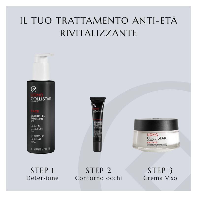 Collistar Uomo Face, Gel Detergente Energizzante Viso Uomo, 200 ml, Per tutti i tipi di pelle, Tonificante, Rinfrescante, Trattamento viso quotidiano