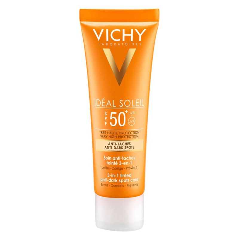 VICHY IDÉAL SOLEIL SPF 50 TRÈS HAUTE PROTECTION ANTI-TACHES Soin anti-taches teinté 3-en-1