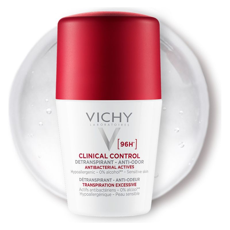 VICHY - Clinical Control Detranspirant Roll-On - Anti-Odor Antibacterial Actives 96H