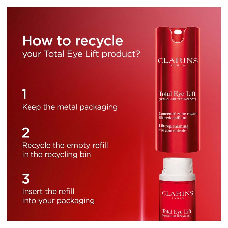 Clarins Total Eye Lift, Concentrato Contorno Occhi Lift-Redensificante, 15 ml, Ricarica, Trattamento Antirughe e Anti-occhiaie Effetto Lifting Clarins Total Eye Lift, Concentrato Contorno Occhi Lift-Redensificante, 15 ml, Ricarica, Trattamento Antirughe e Anti-occhiaie Effetto Lifting
