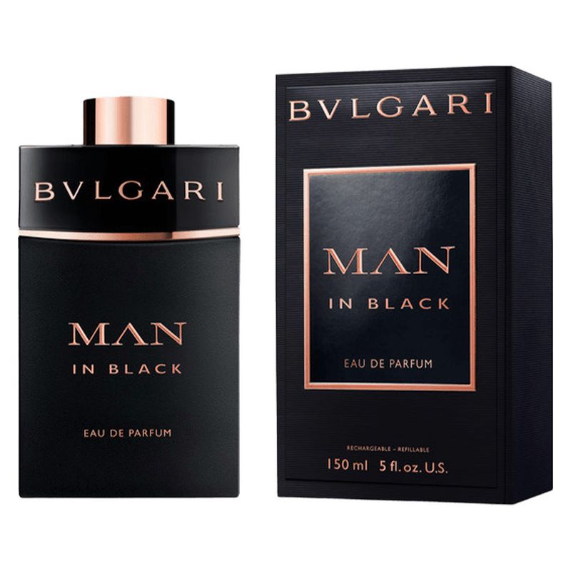 Bulgari Man In Black, Eau de Parfum Uomo, 150 ml Spray Ricaricabile, Profumo Uomo Ambrato Speziato con Note di Cuoio