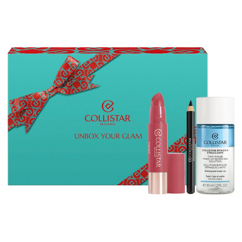 Collistar Cofanetto Twist Balmy Gloss, Set Make-Up Donna con Gloss, Matita Occhi e Struccante Bifasico, Idea Regalo