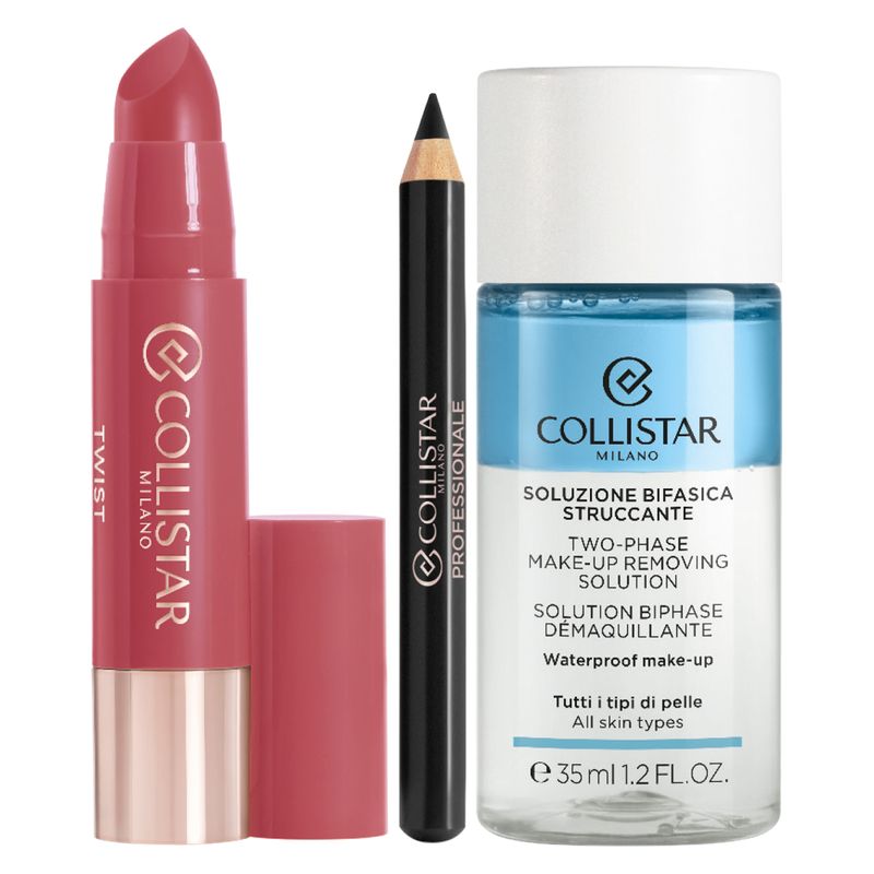 Collistar Cofanetto Twist Balmy Gloss, Set Make-Up Donna con Gloss, Matita Occhi e Struccante Bifasico, Idea Regalo