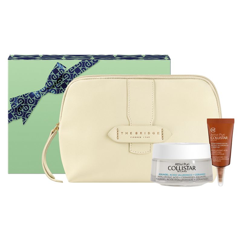 Collistar Cofanetto Attivi Puri, Trattamento Viso Idratante, Acquagel Acido Ialuronico 50ml, Contorno Occhi 5ml, Pochette The Bridge, Idea Regalo Donna Collistar Cofanetto Attivi Puri, Trattamento Viso Idratante, Acquagel Acido Ialuronico 50ml, Contorno Occhi 5ml, Pochette The Bridge, Idea Regalo Donna