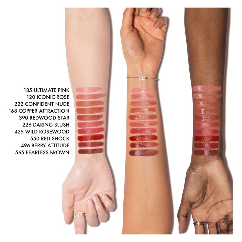 DIOR Rouge Dior On Stage, Rossetto Lunga Tenuta Donna, 2.2 g, 222 Confident Nude, Finish Brillante, Idratante e Rimpolpante, Make-up Labbra