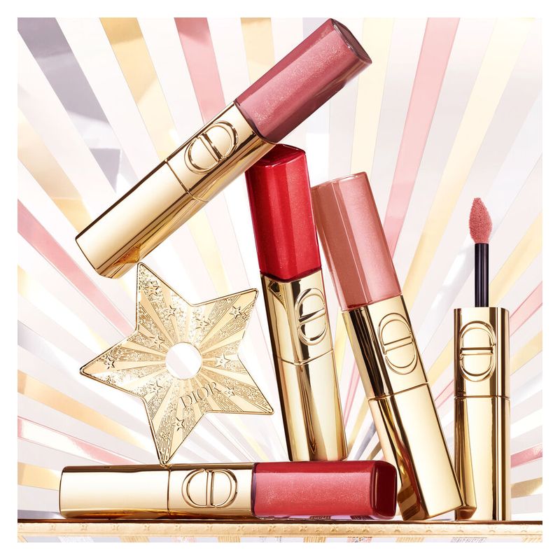 DIOR Rouge Dior Sequin Liquid Duo, Rossetto Liquido e Gloss 999 Spectacular, 5 ml, Lunga Tenuta, Finish Glitter, Edizione Limitata Natale
