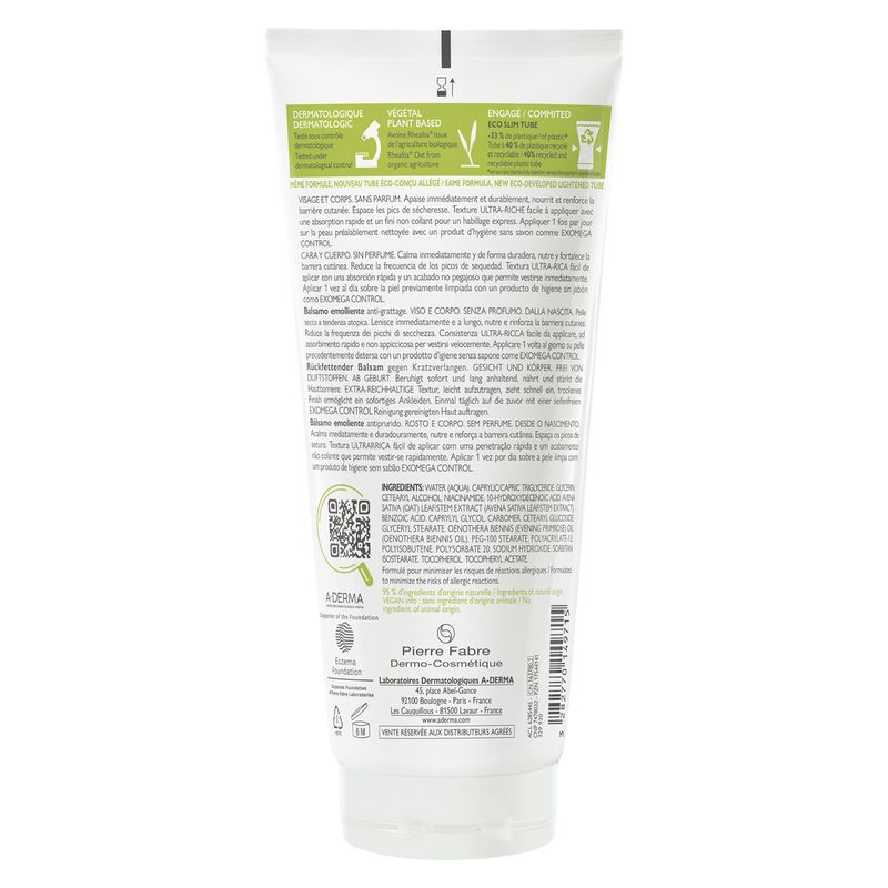 A-Derma - Exomega Control Baume Émollient Anti-Grattage A-Derma - Exomega Control Baume Émollient Anti-Grattage