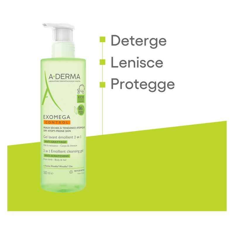 A-Derma - Exomega Control Gel Lavant Émollient 2En1 Anti-Grattage